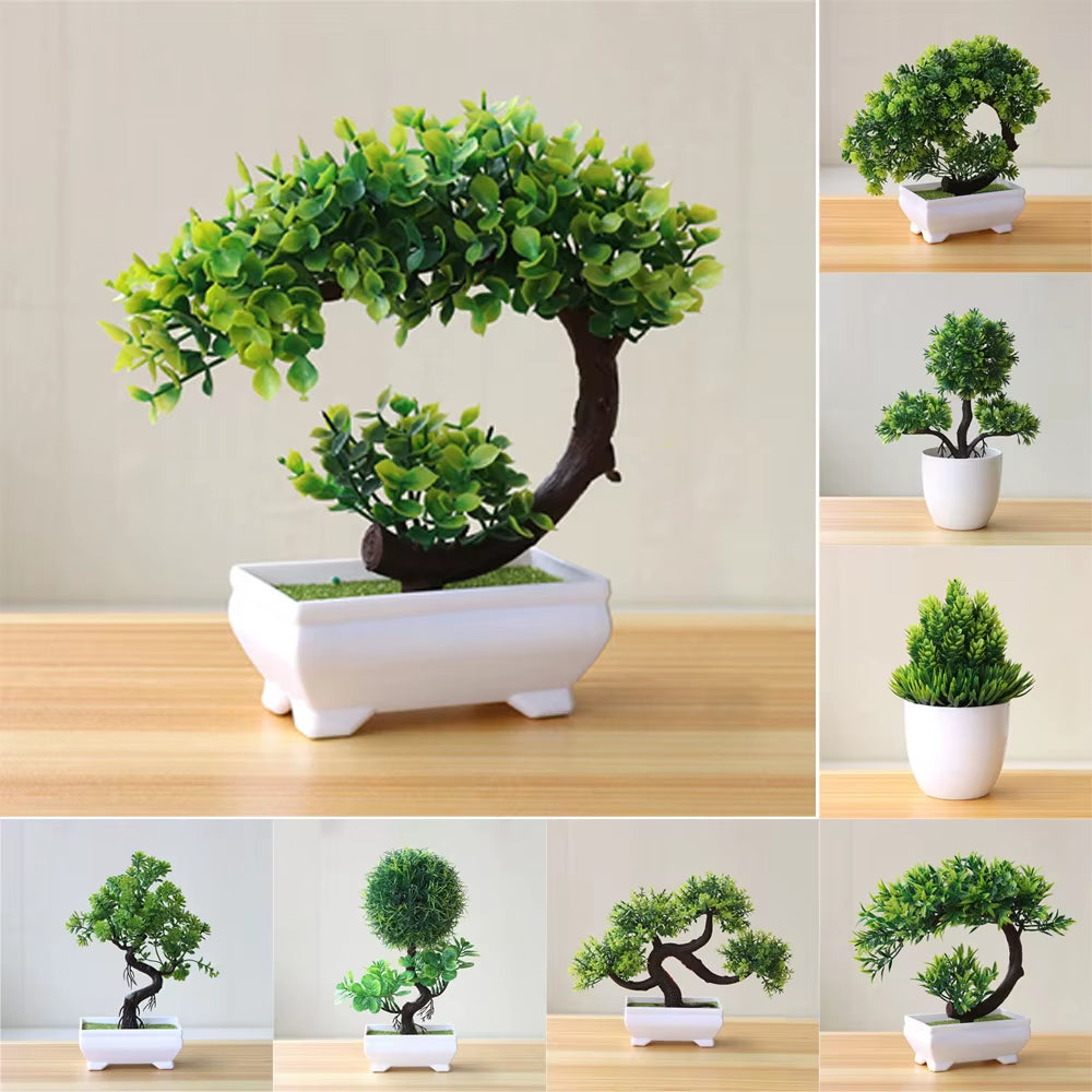 New Green Artificial Plants Bonsai Small Tree Grass Flower Potted Bonsai Halloween Hause Decoration Wedding Home Office Decor
