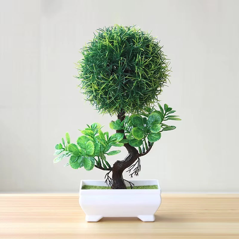 New Green Artificial Plants Bonsai Small Tree Grass Flower Potted Bonsai Halloween Hause Decoration Wedding Home Office Decor