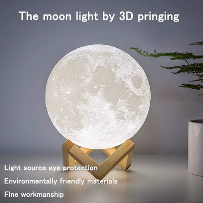 LED Night Light 3D Print Moon Lamp Rechargeable Color Change 3D Light Touch Moon Lamp Children'S Lights Night Lamps Dropshipping
